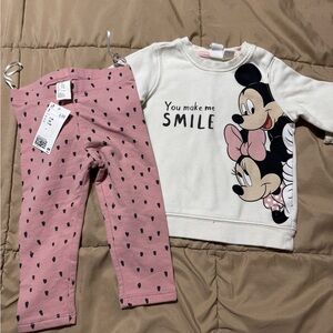 Disney Minnie Mouse Kids sweatshirt and pants set- Pink and Cream